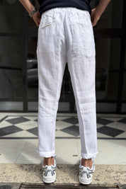 Four Brothers - Pantalaccio Puro Lino Bianco