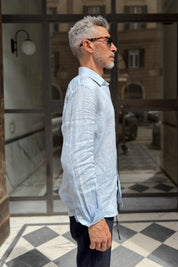 Four Brothers - Camicia Puro Lino Celeste