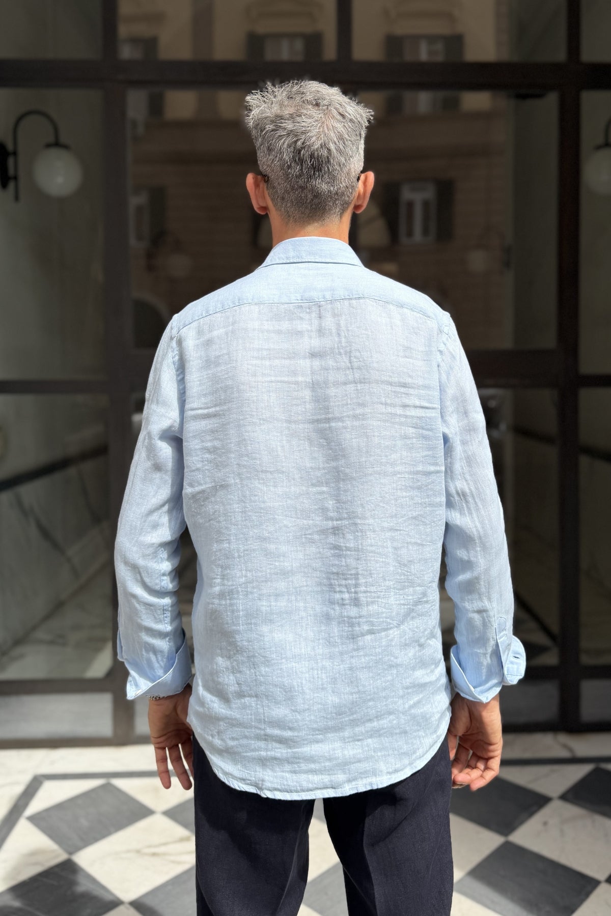 Four Brothers - Camicia Puro Lino Celeste