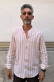 Four Brothers - Camicia Riga Larga Coreana Rosa