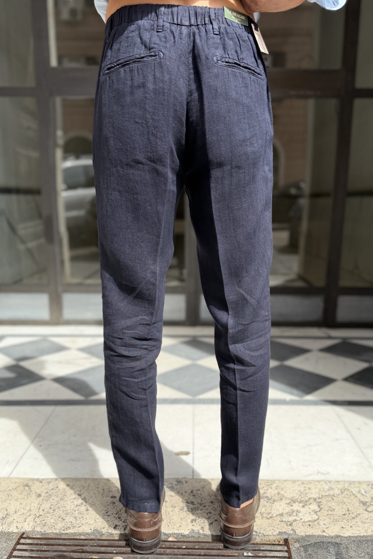 Four Brothers - Pantalaccio Puro Lino Blu