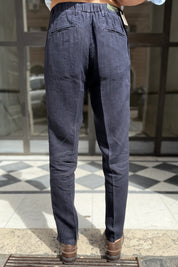 Four Brothers - Pantalaccio Puro Lino Blu