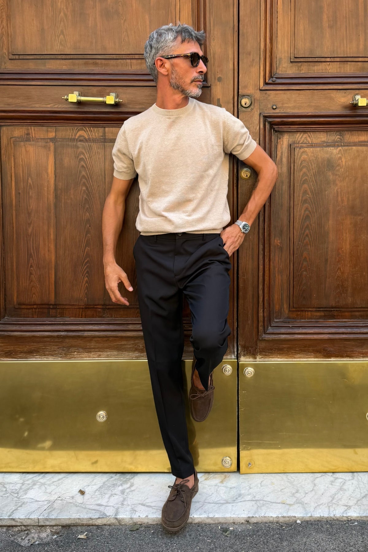 Pantalone Capri Fit Nero - vista frontale
