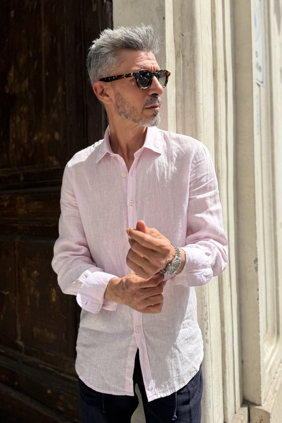 Four Brothers - Camicia Puro Lino Rosa