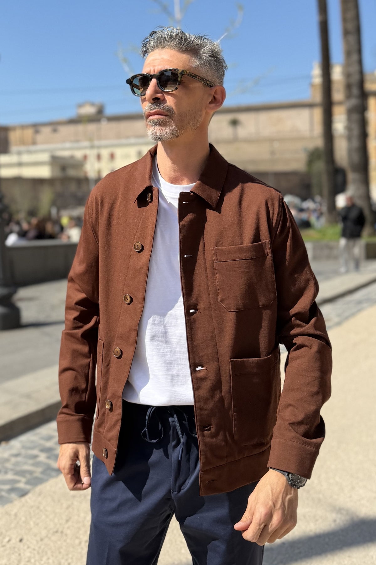 Seinse - Overshirt Jersey Marrone