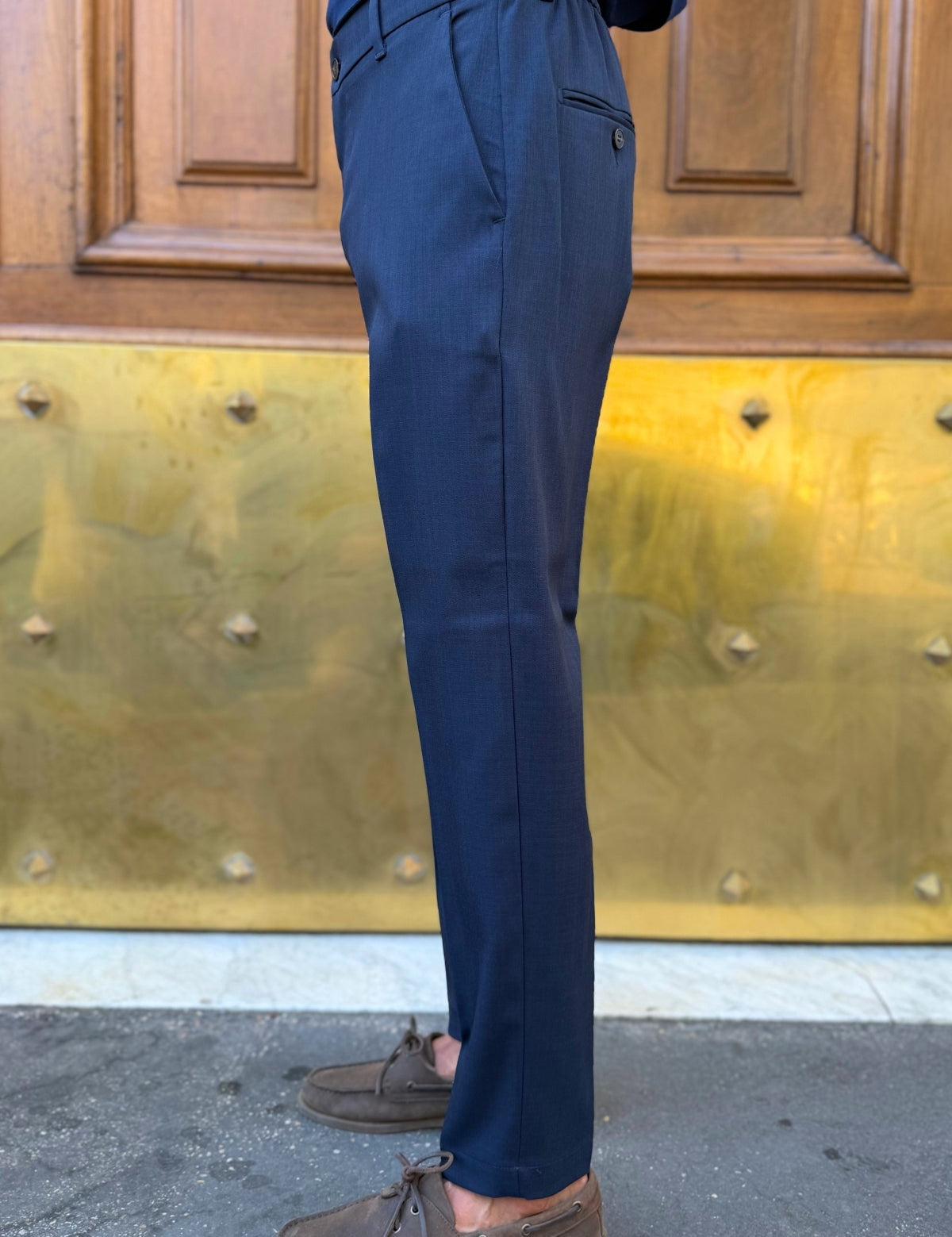 Pantalone Capri Fit Blu - vista laterale