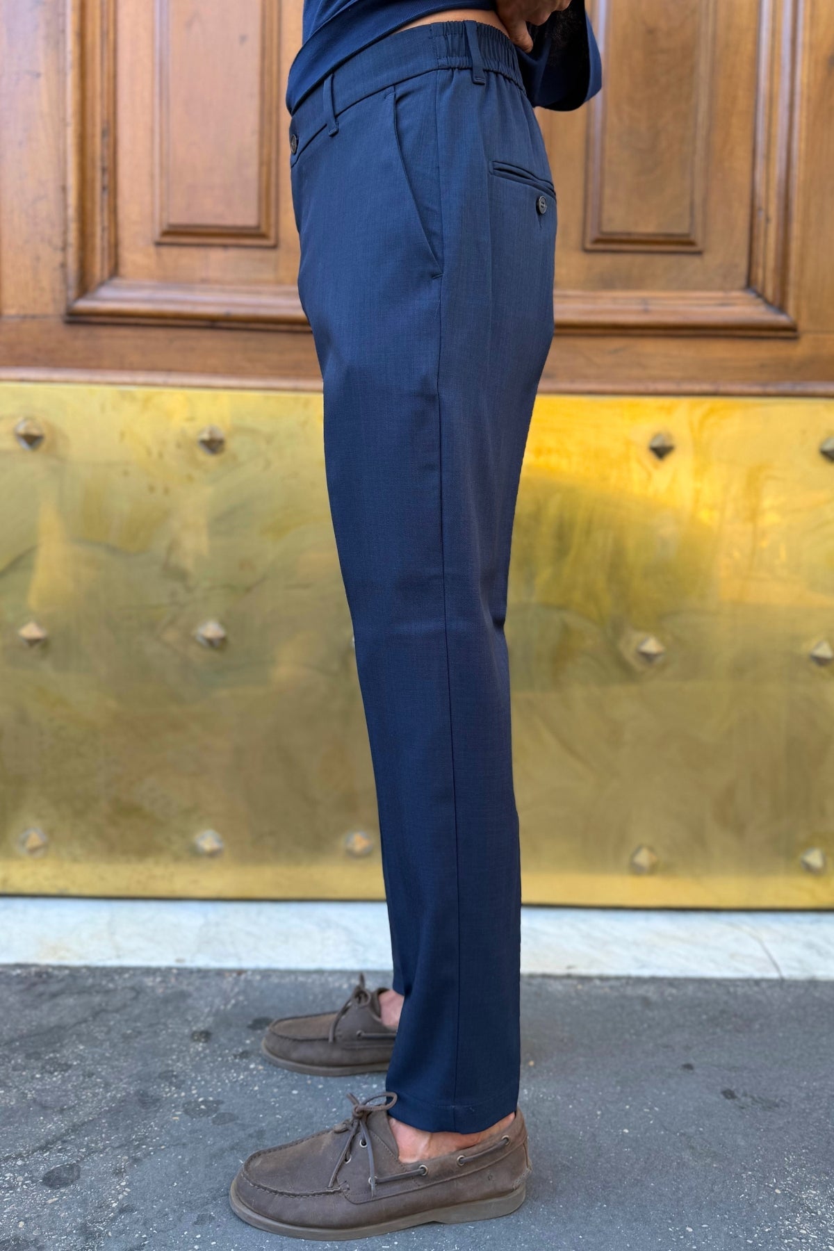 Pantalone Capri Fit Blu - vista laterale
