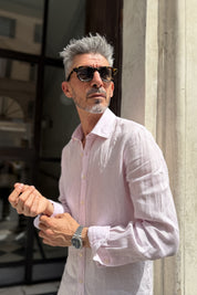 Four Brothers - Camicia Puro Lino Rosa