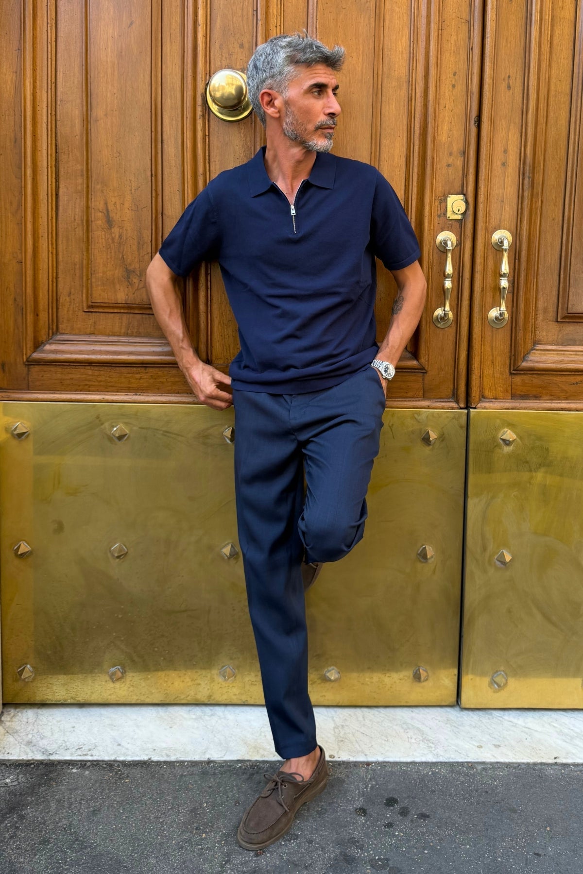 Pantalone Capri Fit Blu - look completo