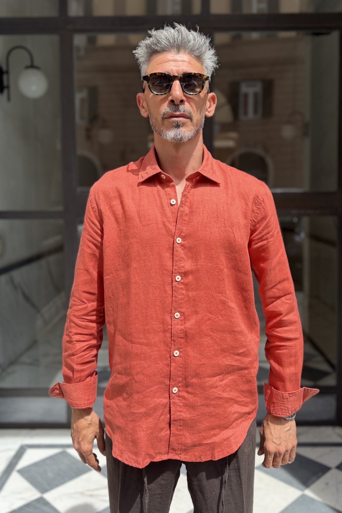Four Brothers - Camicia Puro Lino Coccio