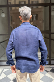 Four Brothers - Camicia Puro Lino Blu
