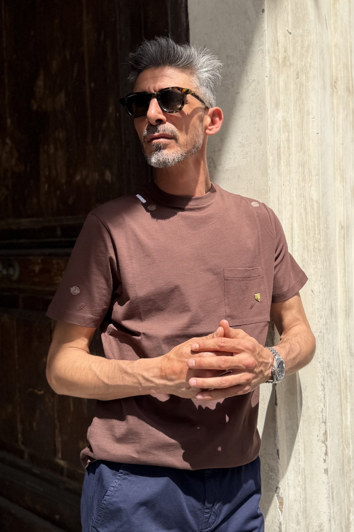 Seinse - T-shirt Ricamo con Taschino mocha