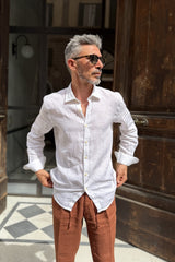 Four Brothers - Camicia Puro Lino Bianco