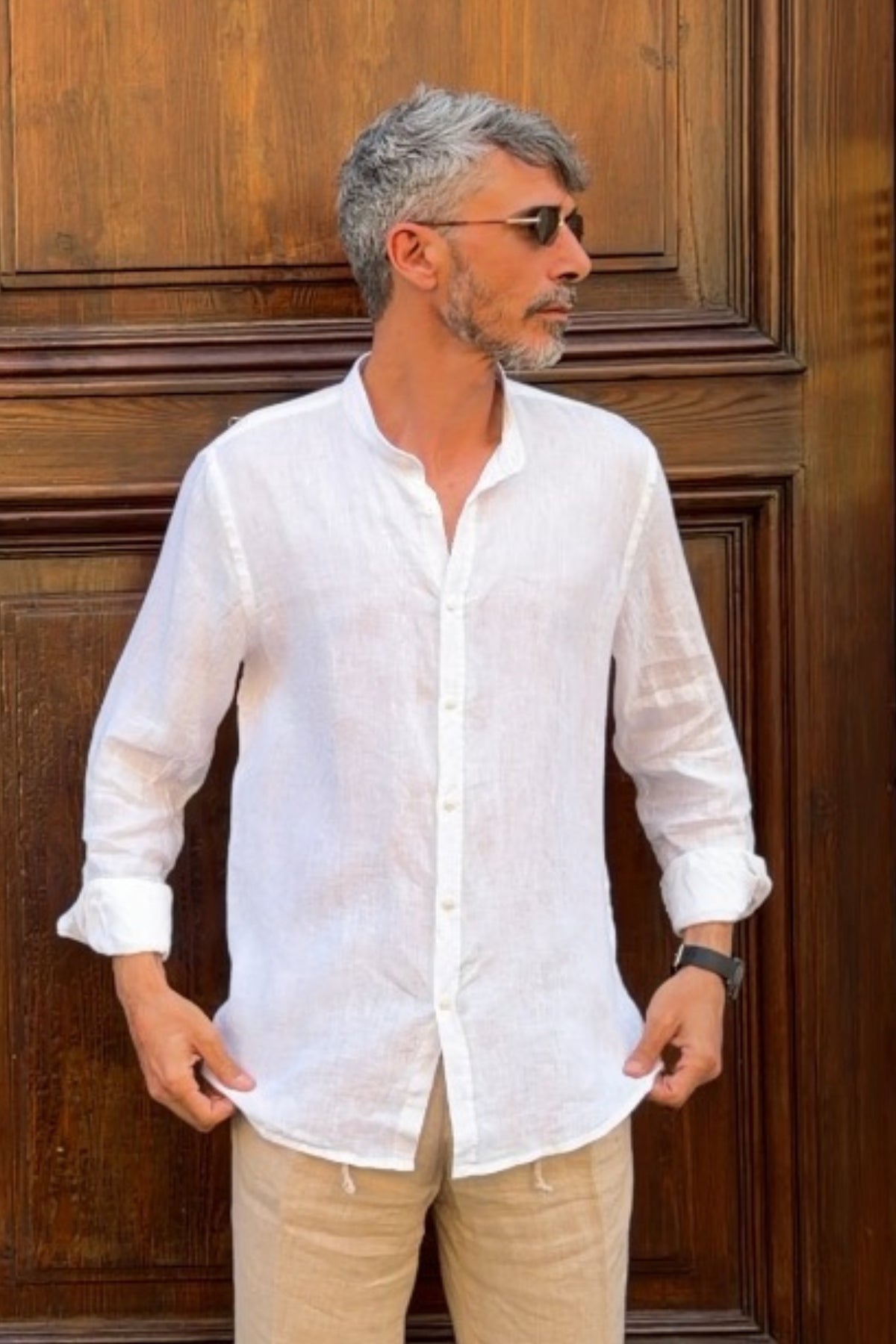 Four Brothers - Camicia Koreana Bianca