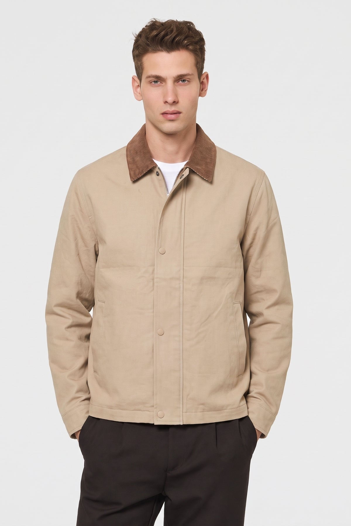 Jack & Jones - Giacca con Collo in Velluto Beige