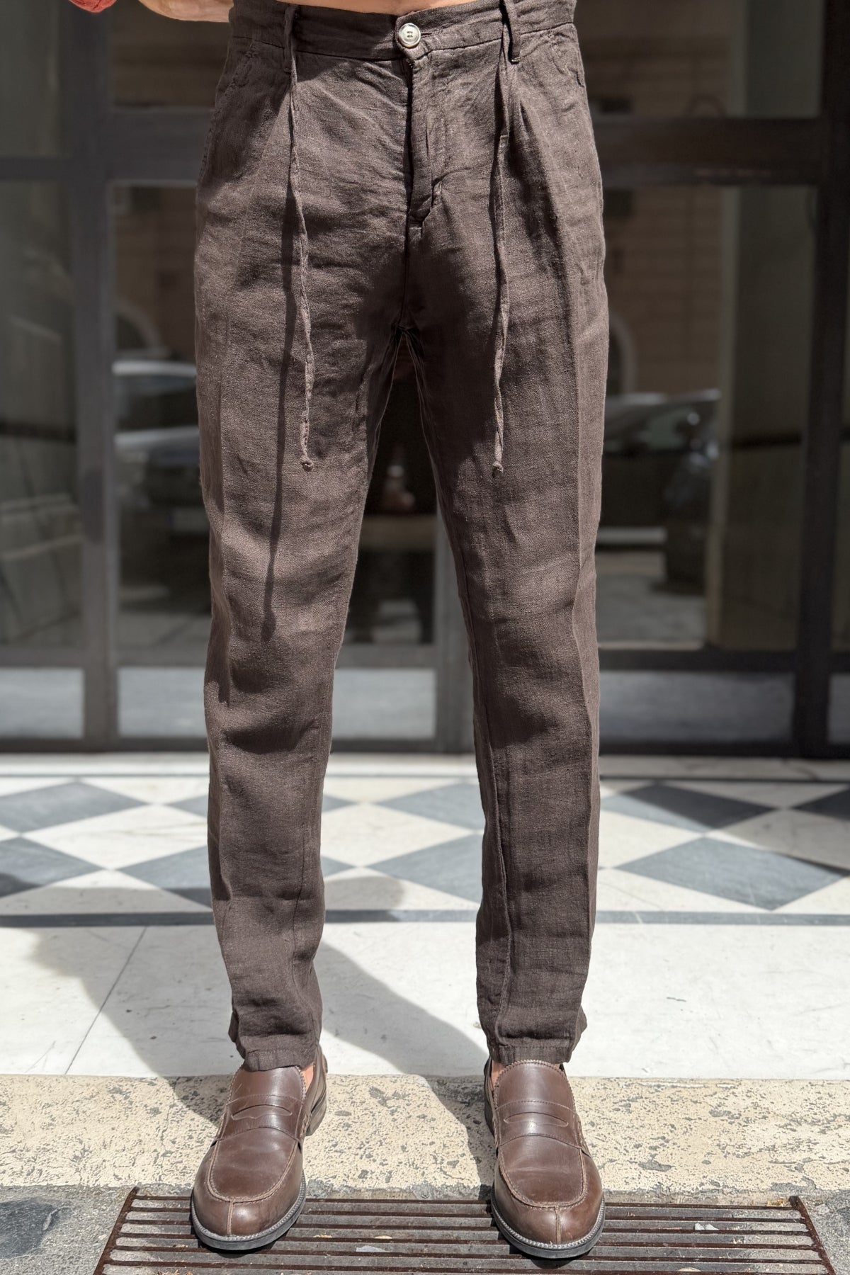 Four Brothers - Pantalaccio Puro Lino Moro
