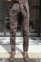 Four Brothers - Pantalaccio Puro Lino Moro