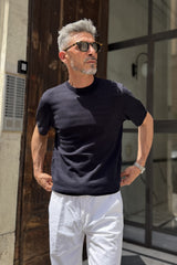 Seinse - T-shirt Traforata in Maglina Blu