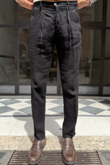 Four Brothers - Pantalaccio Puro Lino Nero
