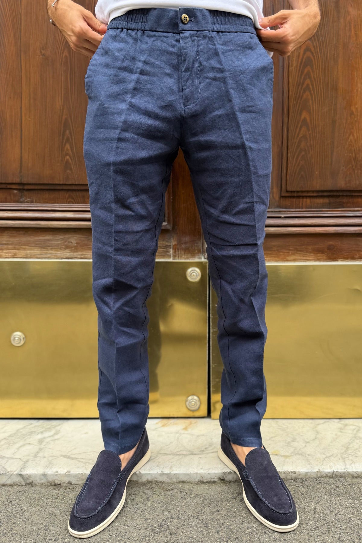 Four Brothers - Pantalaccio Lino Blu