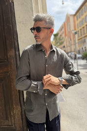 Four Brothers - Camicia Puro Lino Verde Militare