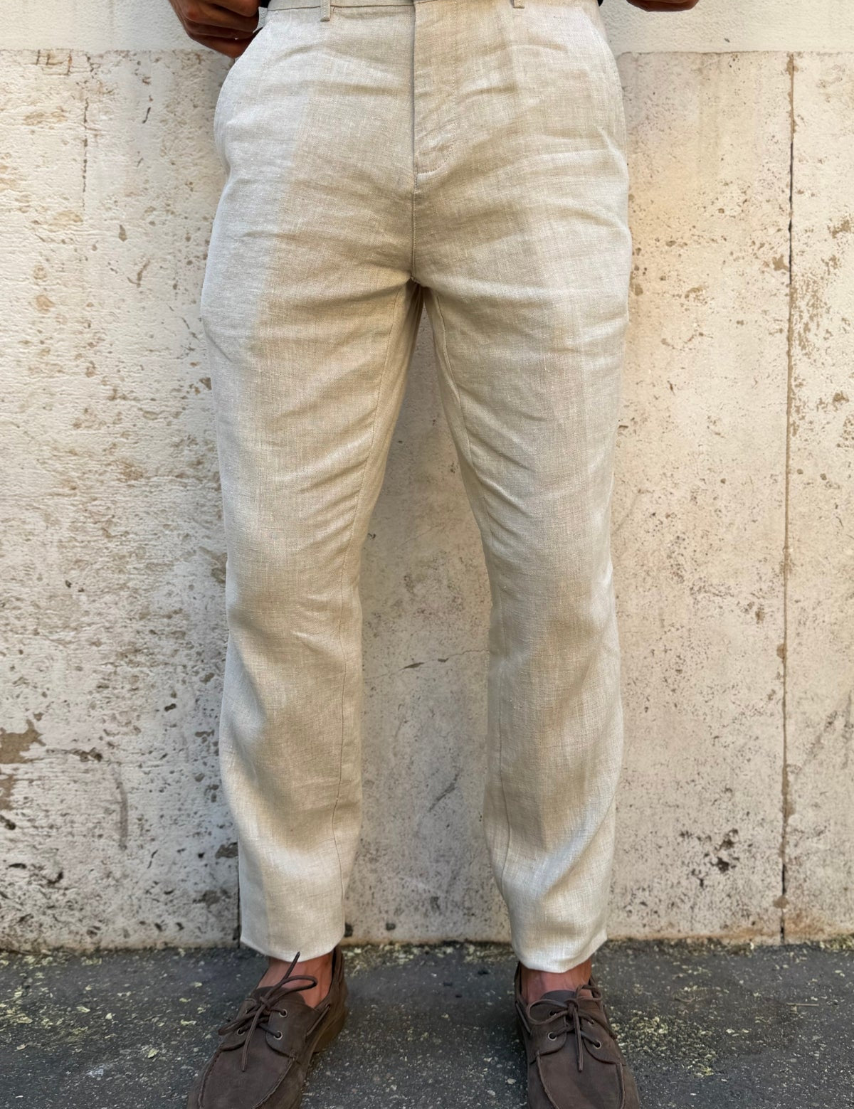 Pantalone Lino Beige - vista frontale