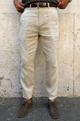 Four Brothers- Pantalone 100% Lino Beige