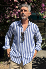 Four Brothers - Camicia Riga Larga Blu