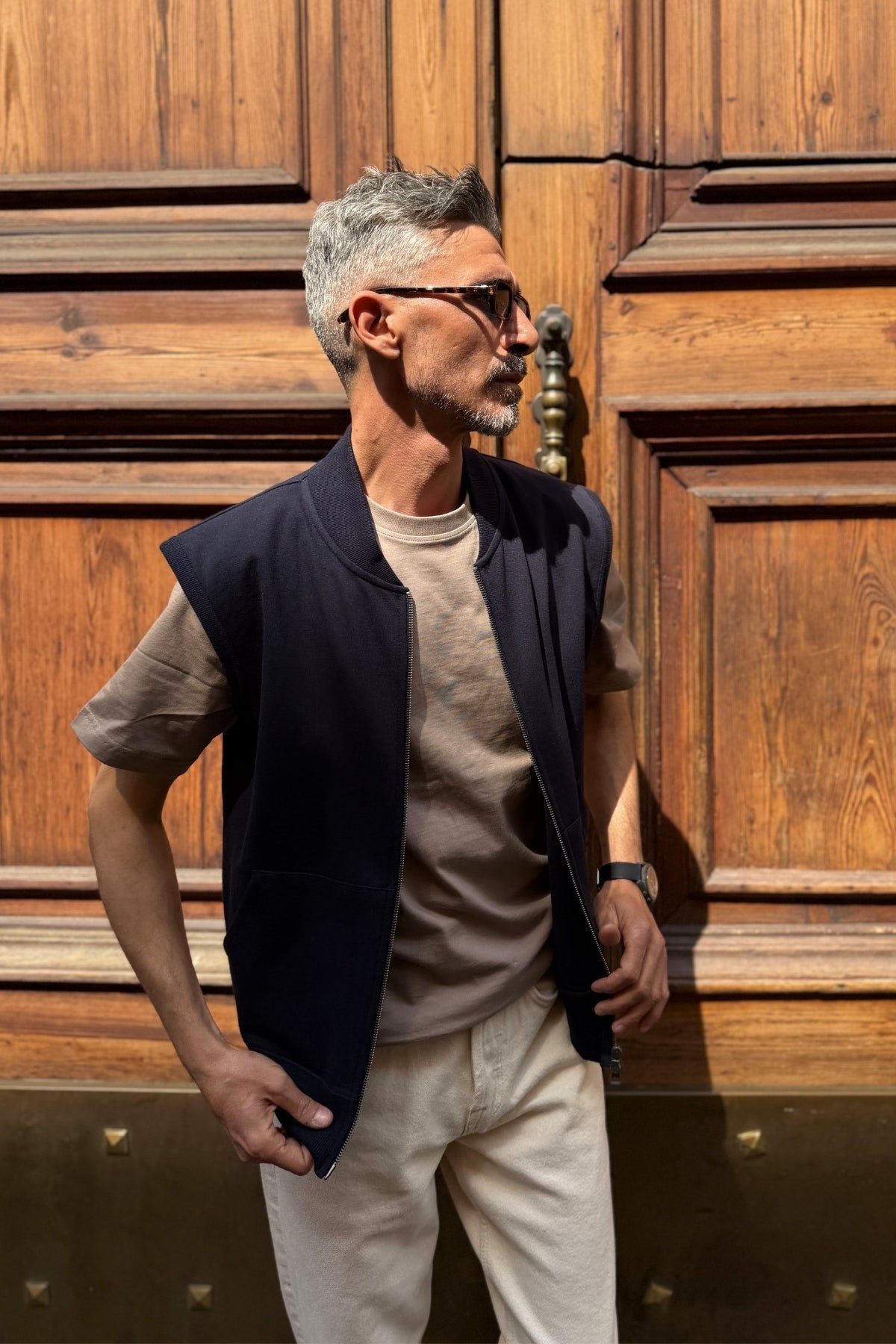 Four Brothers - Gilet in Cotone Blu