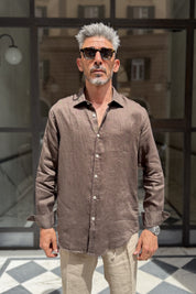 Four Brothers - Camicia Puro Lino Moro
