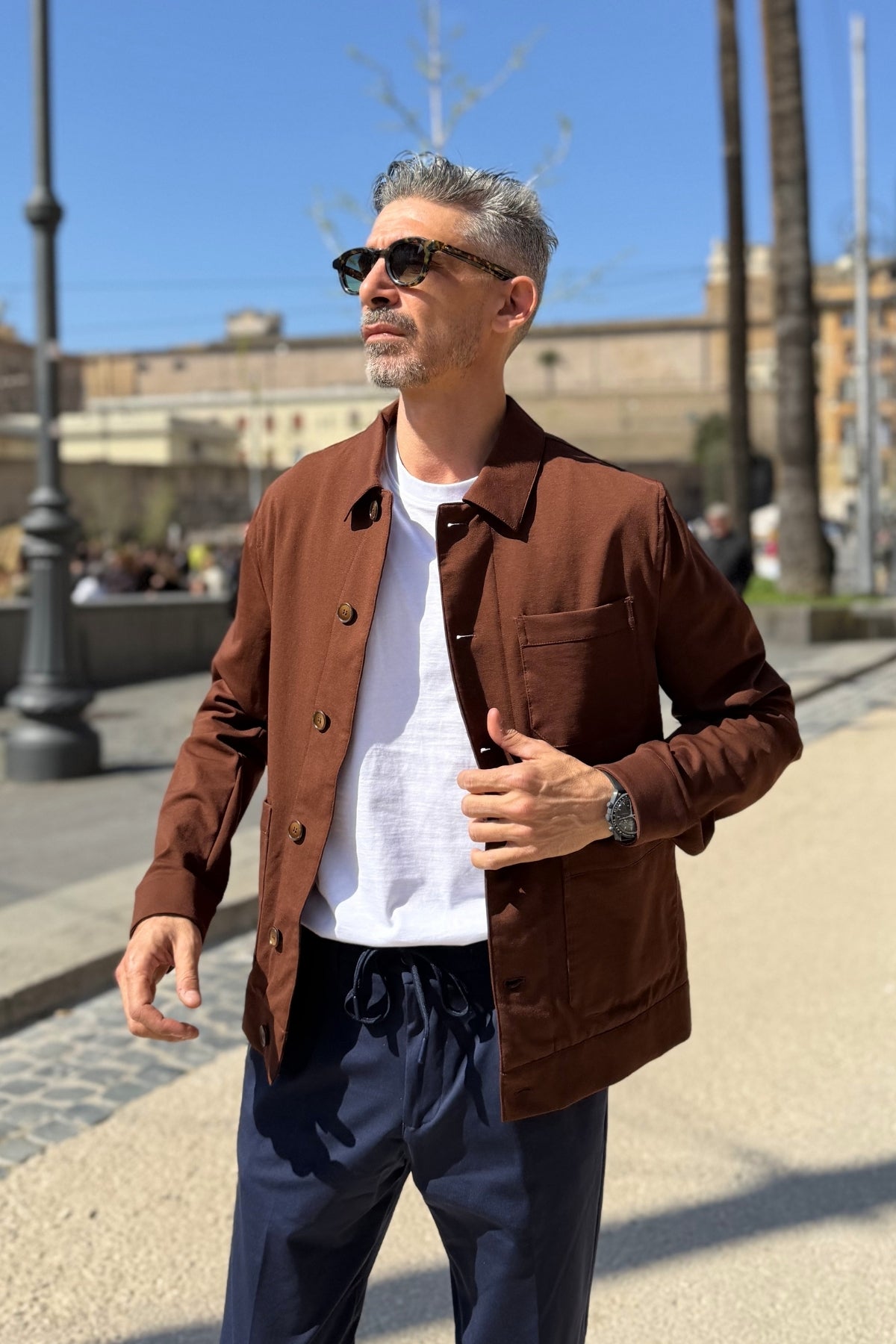 Seinse - Overshirt Jersey Marrone