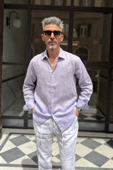 Four Brothers - Camicia Puro Lino Lilla