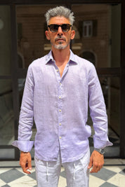 Four Brothers - Camicia Puro Lino Lilla