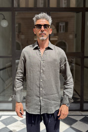 Four Brothers - Camicia Puro Lino Verde Militare