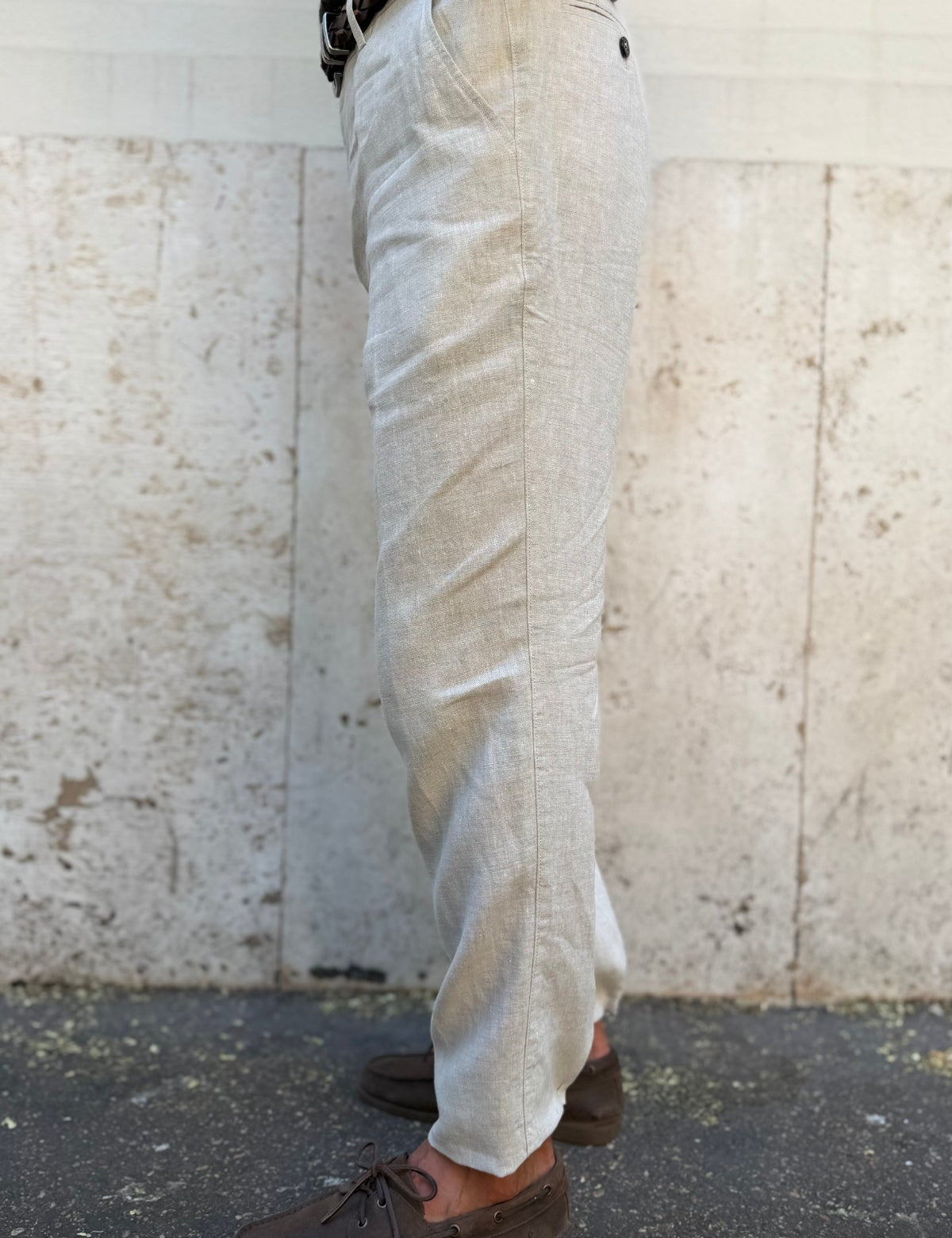 Pantalone Lino Beige - vista laterale
