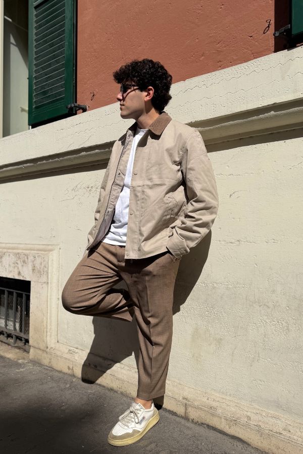 Jack & Jones - Giacca con Collo in Velluto Beige