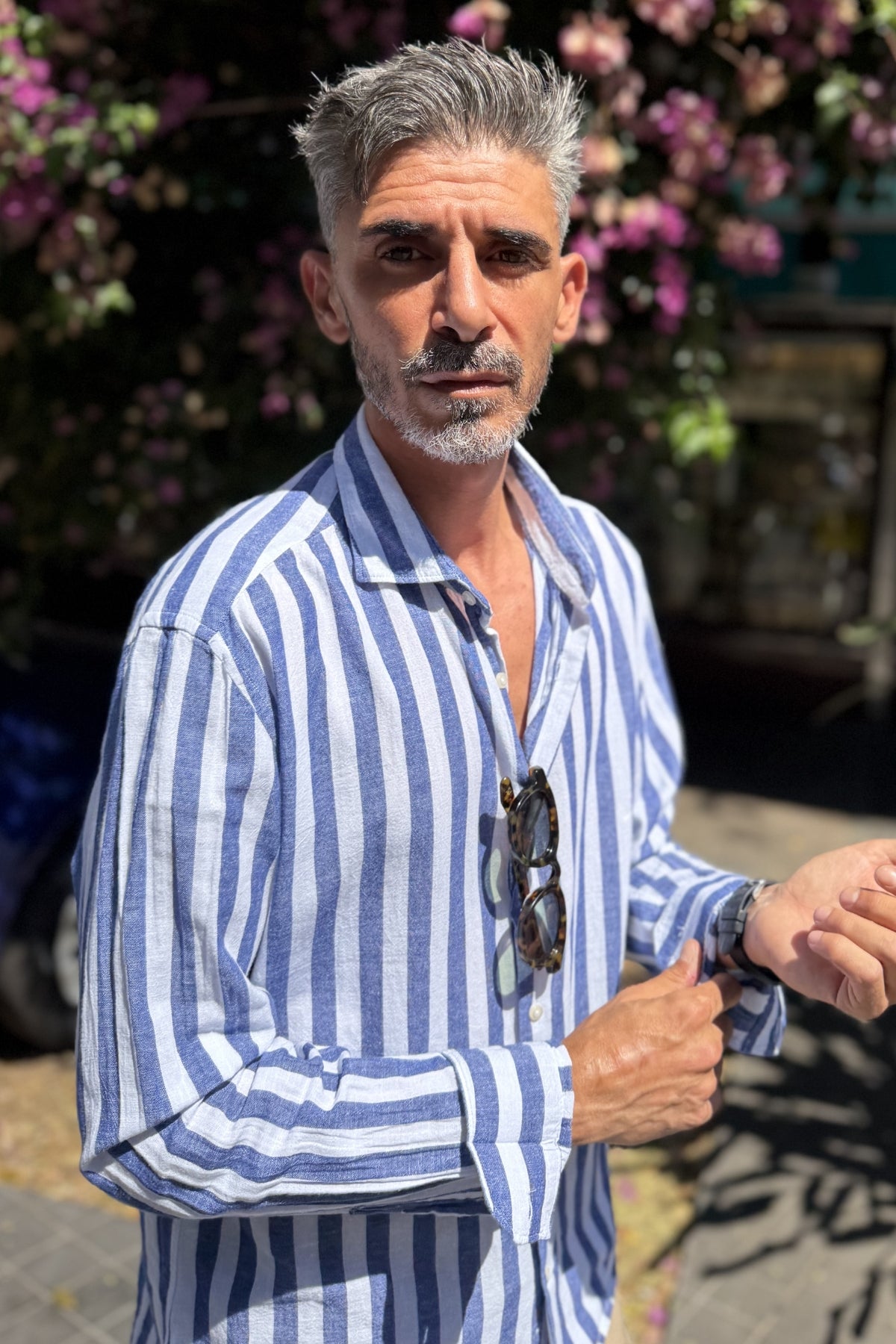 Four Brothers - Camicia Riga Larga Blu