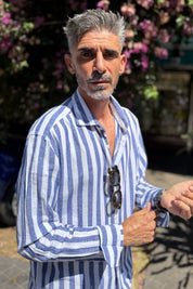 Four Brothers - Camicia Riga Larga Blu