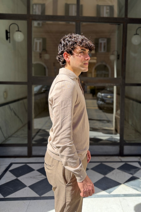 Four Brothers - Polo Manica Lunga Beige