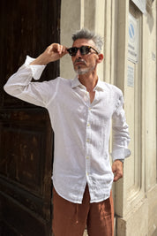 Four Brothers - Camicia Puro Lino Bianco