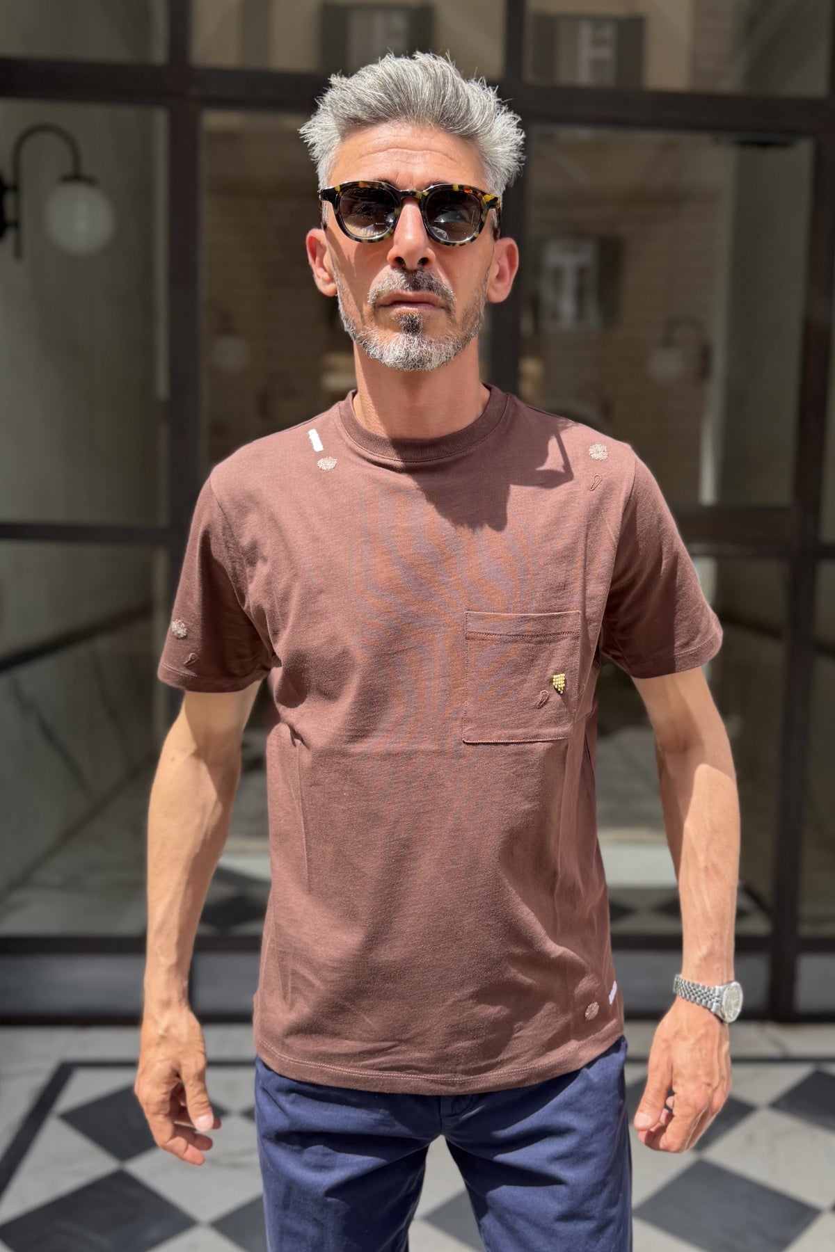 Seinse - T-shirt Ricamo con Taschino mocha