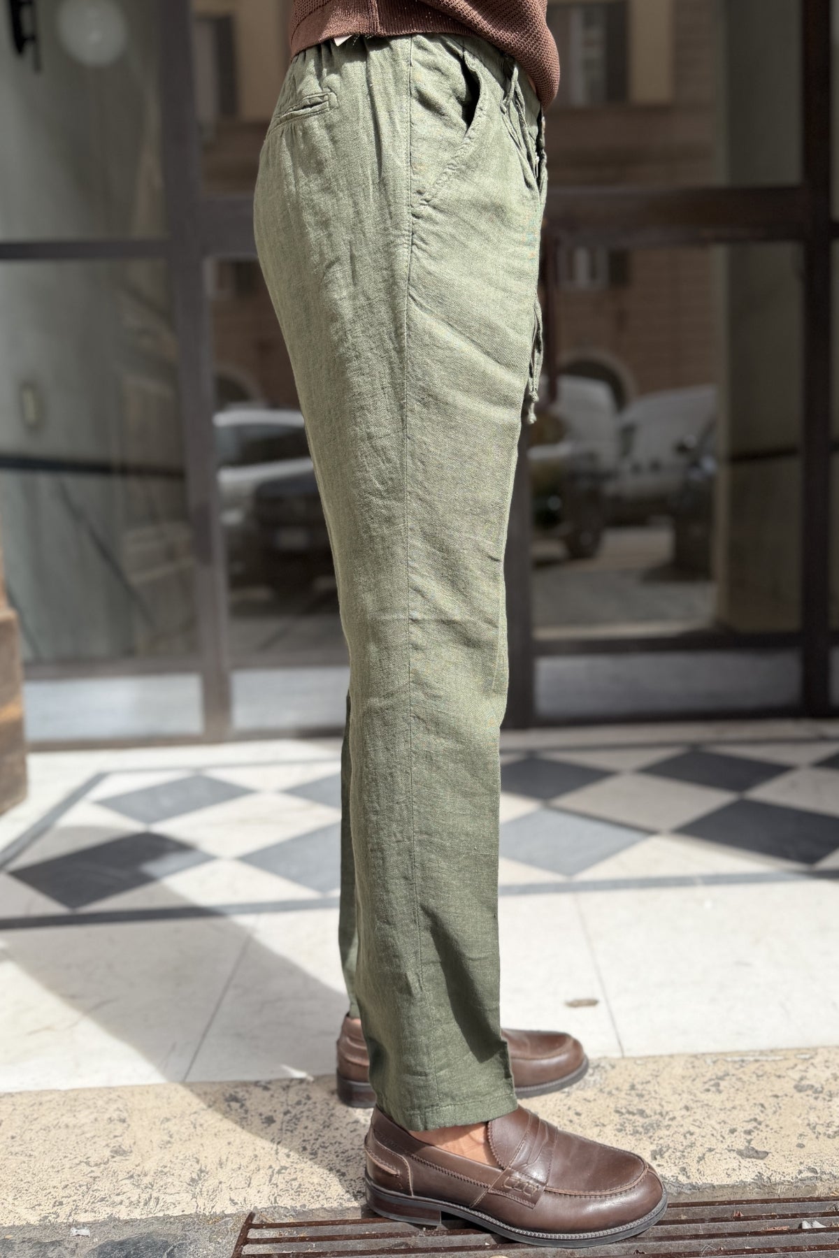Four Brothers - Pantalaccio Puro Lino Verde Militare