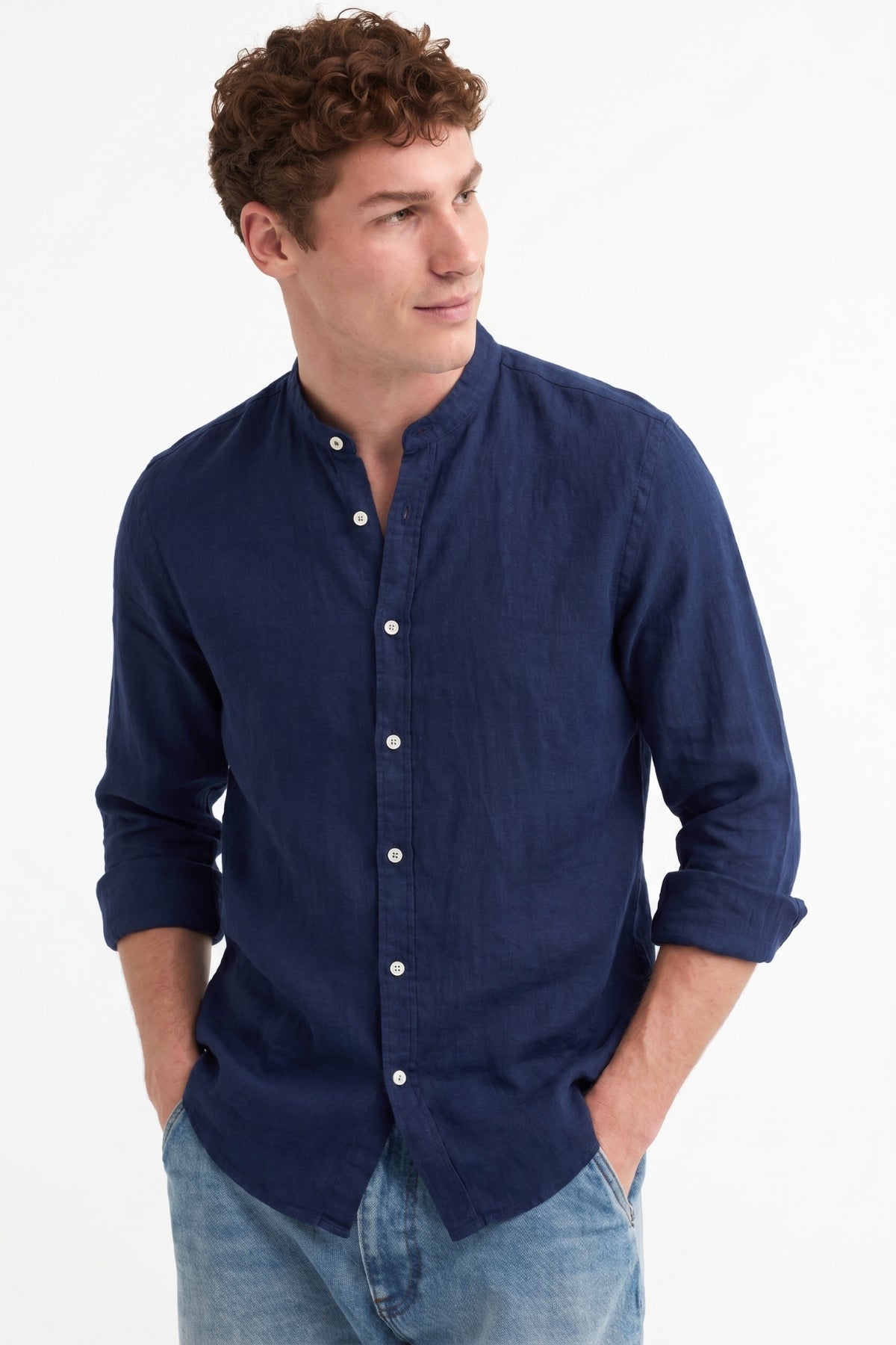 Four Brothers - Camicia Koreana Blu