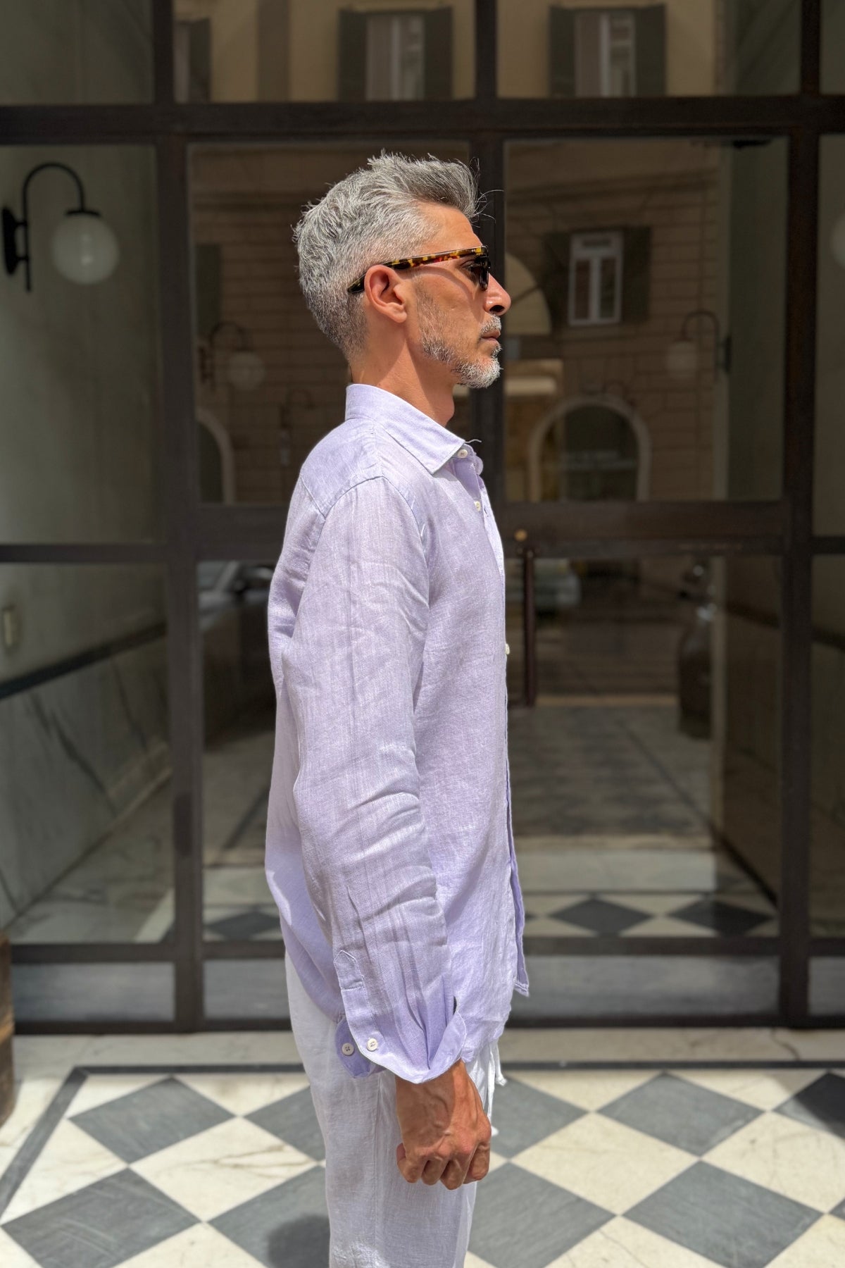 Four Brothers - Camicia Puro Lino Lilla
