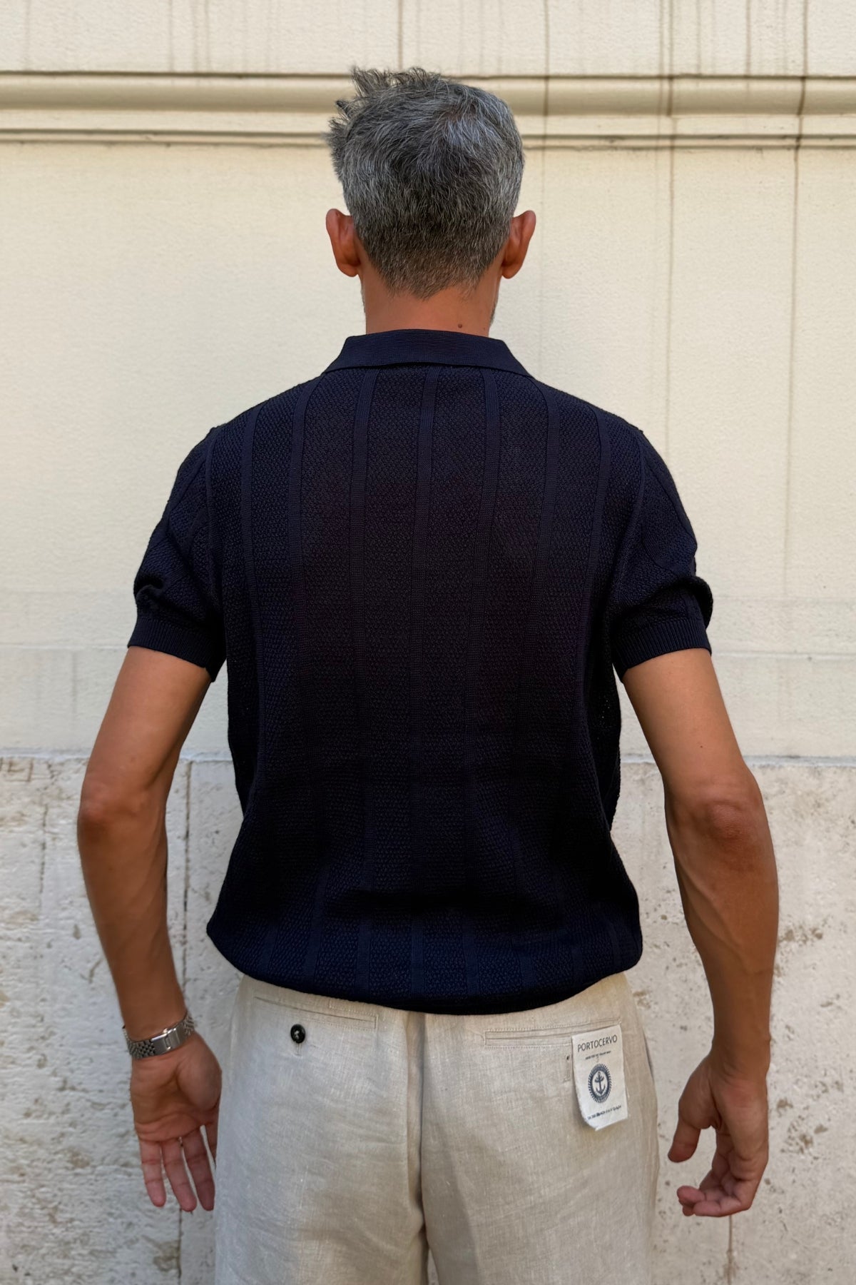 Polo Fantasia Treccia Blu Navy - dettaglio treccia e bottoni