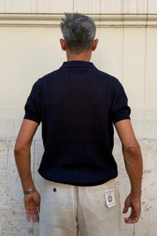 Polo Fantasia Treccia Blu Navy - dettaglio treccia e bottoni