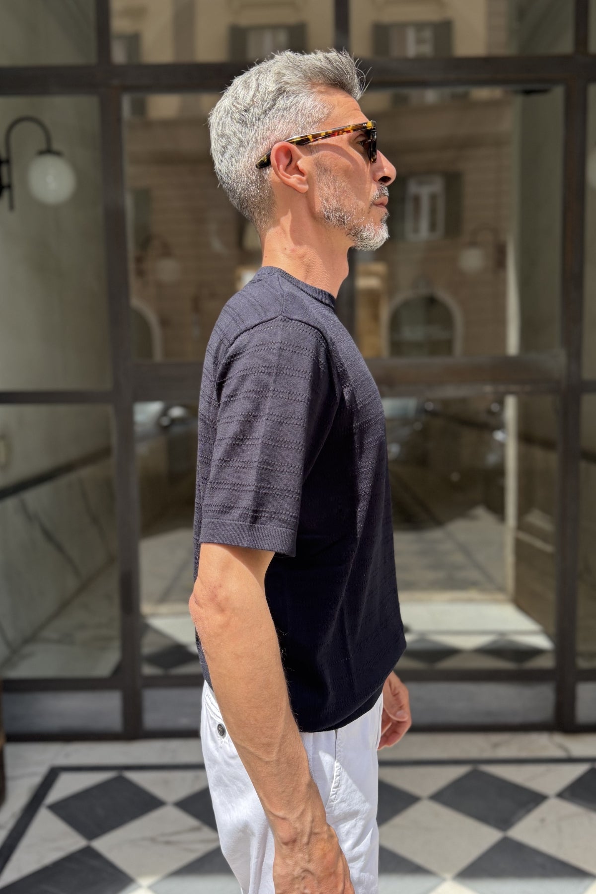 Seinse - T-shirt Traforata in Maglina Blu