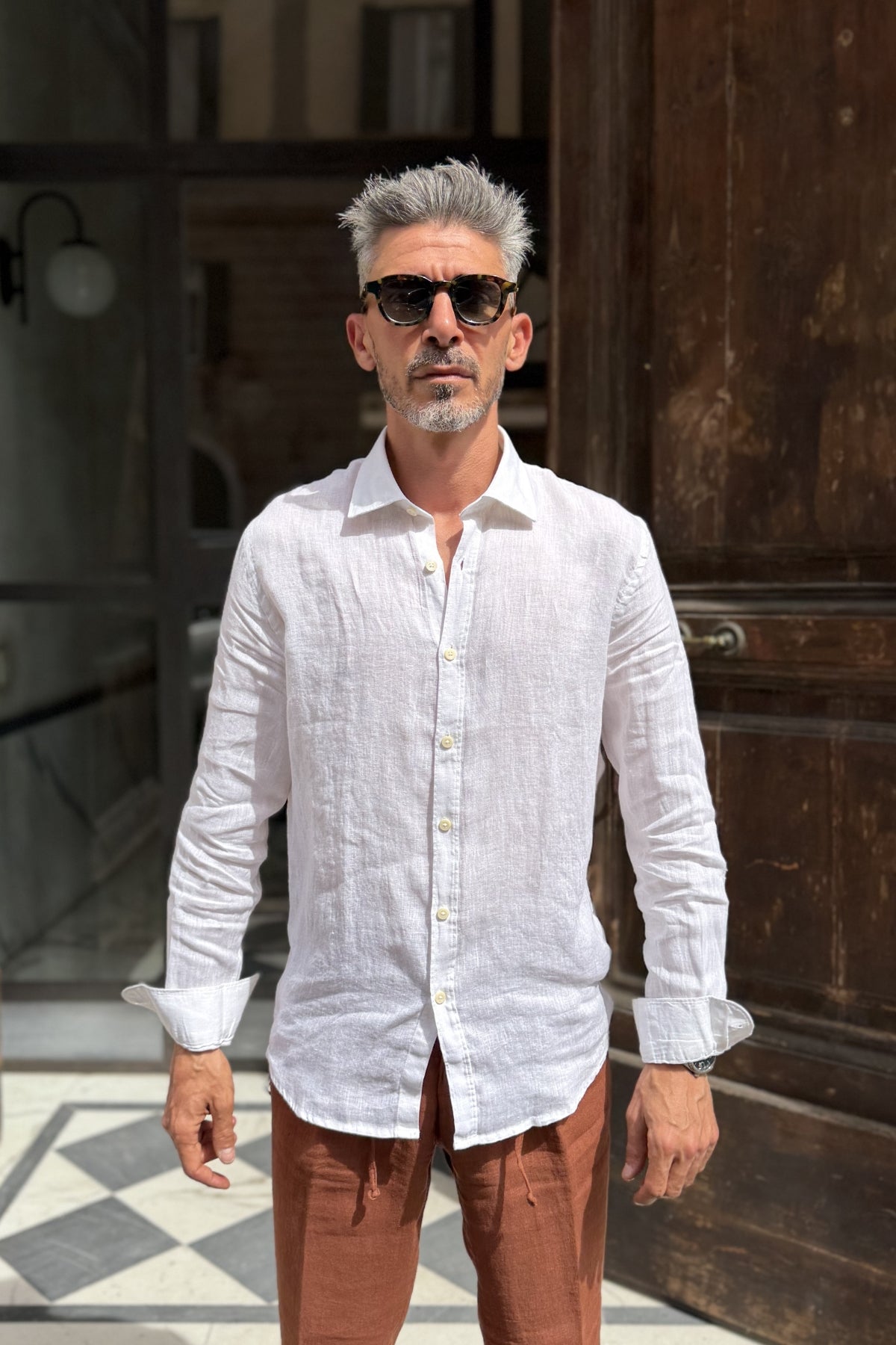 Four Brothers - Camicia Puro Lino Bianco