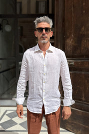 Four Brothers - Camicia Puro Lino Bianco