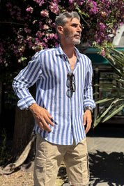 Four Brothers - Camicia Riga Larga Blu